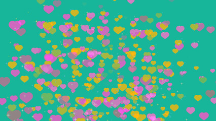 Million hearts pink and orange color dimension absract on aqua ocean