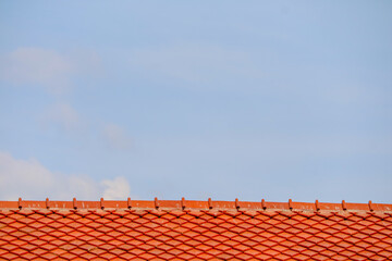 Roof on top and blue sky white cloud background