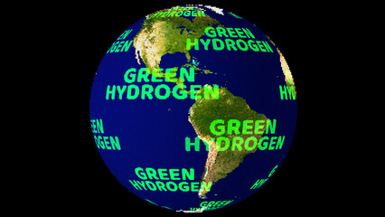 World south america map tiny mosaic with green hydrogen digital green text - obrazy, fototapety, plakaty