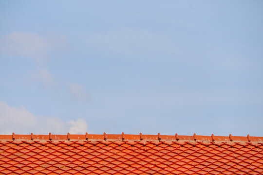 Roof on top and blue sky white cloud background