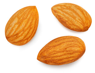 Obraz na płótnie Canvas Almonds isolated on white background. Almond nut collection .