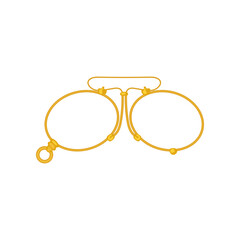 Vintage gold glasses vector illustration. Cartoon drawing of antique or old-fashioned golden glasses isolated on white background. Vintage, luxury concept