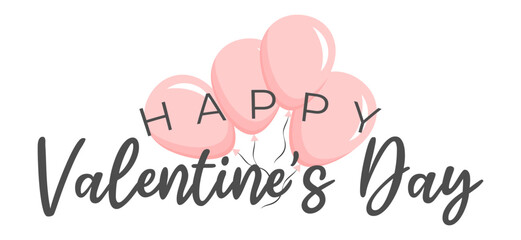 Fototapeta premium Handwritten brush ink lettering of Happy Valentines Day on white background.