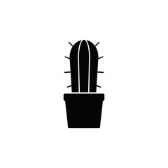 Cactus plant icon in black flat glyph, filled style isolated on white background