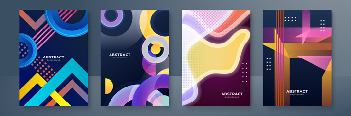 Fototapeta premium Trendy creative geometric poster. Design templates in modern minimalist style for web, social media, print. Dynamic colorful gradients. Future geometric patterns. poster template vector design.