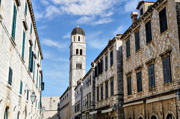 Obraz premium Stradum (Square), main street in the old town of Dubrovnik, Croatia, next to the Franciscan Church-Monastery