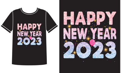 Obraz premium Happy new year 2023 t shirt design concept