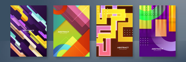 Covers with minimal colourful gradient abstract design. Geometric stripe line art design. Cool geometric background for Banner, Placard, Poster, Flyer etc.