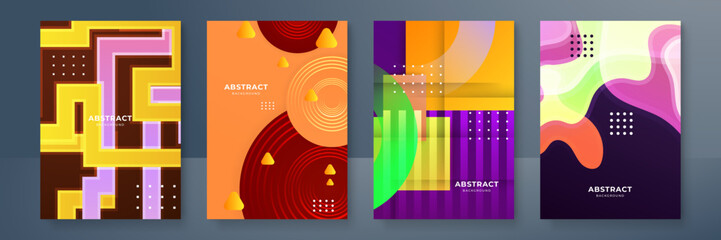 Covers with minimal colourful gradient abstract design. Geometric stripe line art design. Cool geometric background for Banner, Placard, Poster, Flyer etc. - obrazy, fototapety, plakaty