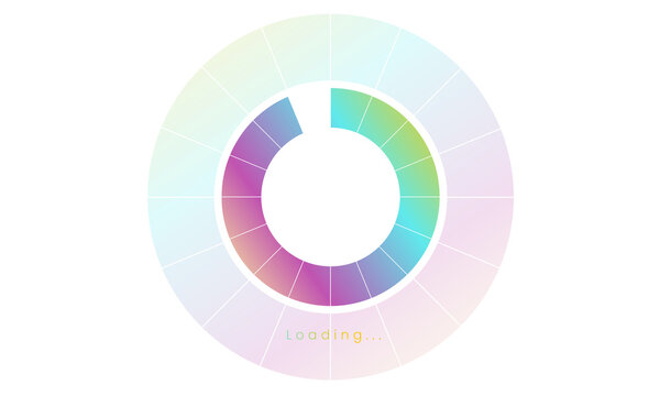 90 percent loading user interface, A Futuristic loading icon, colorful loading tap menu UI, use for Download progress, web design template, interface uploading design.
