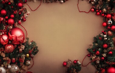 Christmas scene and christmas tree with copy space