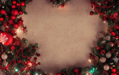 Christmas scene and christmas tree with copy space