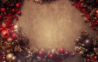Christmas scene and christmas tree with copy space