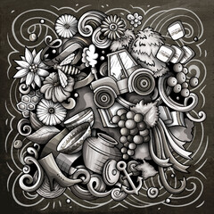 Ukraine cartoon doodle illustration. Funny Ukrainian design.