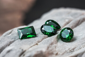 Natural Sapphire gemstone, Jewel or gems on black shine color, Collection of many different natural gemstones amethyst,