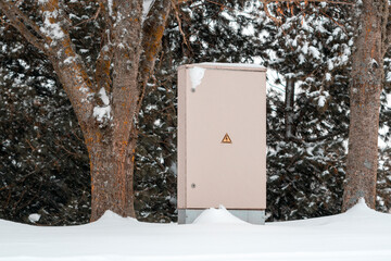 Outdoor Electric cabinet on the winter park