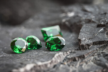 Natural Sapphire gemstone, Jewel or gems on black shine color, Collection of many different natural gemstones amethyst,