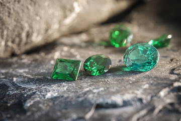 Natural Sapphire gemstone, Jewel or gems on black shine color, Collection of many different natural gemstones amethyst,