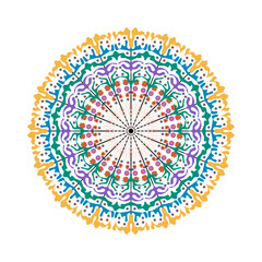 Vector Mandala Round gradient mandala on white isolated background.