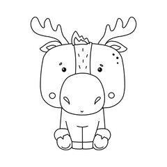 Cute elk isolated coloring book for children. Vector illustration.