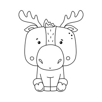 Cute elk isolated coloring book for children. Vector illustration.