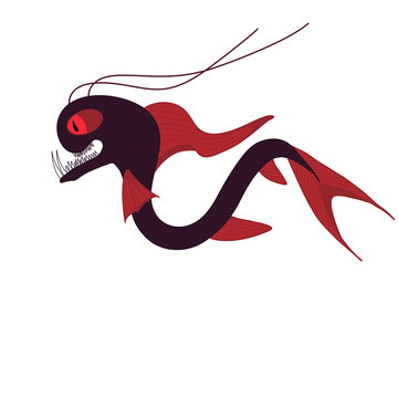 recommend clip art: abstract cute sabertooth fish deep sea monster  isolate png file.