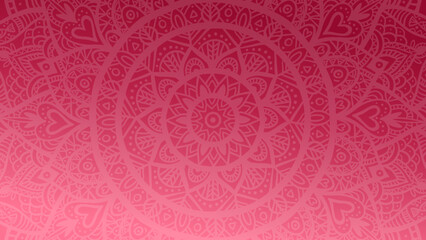 Viva magenta color of the year. Magenta gradient wallpaper with mandala pattern. Trendy vector background for yoga, meditation poster.