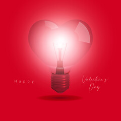 red heart bulb valentines day