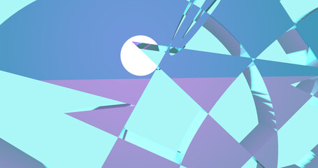 Render with abstract background with purple and blue color triangles with reflective surface