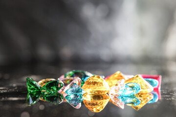 Natural Sapphire gemstone, Jewel or gems on black shine color, Collection of many different natural gemstones amethyst,