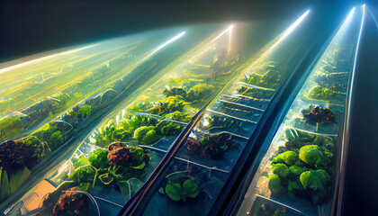 Futuristic agriculture, conceptual generative ai illustration
