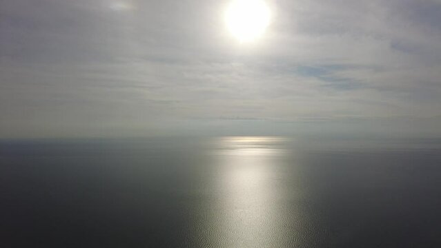 Helicopter Rotors 002 In Frame Over Beautiful Ocean And Cloudy View At Sunset