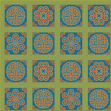 Seamless ornamental pattern. Buryatian, Mongolian ethnic style. 