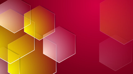 Modern abstract red and orange gradient hexagon template background design