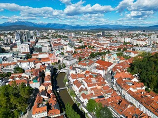  Ljubljana city centre   Slovenia drone aerial view sunny summers day