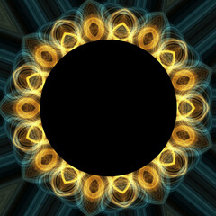 fractal burst background with golden frame 
