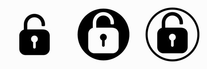 Unlock icons set. Unlock sign and symbol. unlocked padlock icon
