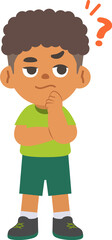 a black boy V.2 in doubt or have a question, illustration cartoon character vector design on white background. kid and education concept.