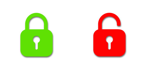 Set of lock icons, lock icon. Safety symbols. Vector illustration. Close and open lock padlock symbols. Sign of locked and unlocked padlock.