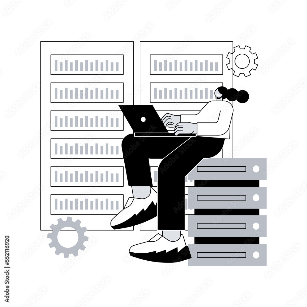 Poster database abstract concept vector illustration. online database, data architecture, information stora