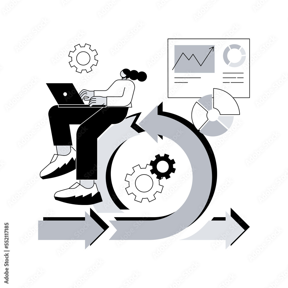 Poster agile project management abstract concept vector illustration. agile approach, software development 