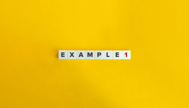 Example 1 (One) Text on Block Letter Tiles on Yellow Background. Minimal Aesthetics.