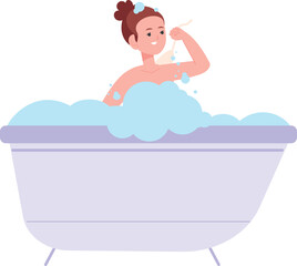 Girl taking bath. Daily hygiene child routine