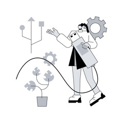 USB connection abstract concept vector illustration. Device connection cable, standard USB port, digital communication, data transfer, send files to computer, hard drive abstract metaphor.