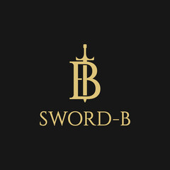 Obraz premium Abstract initial letter B and sword combination, flat design logo template, vector illustration