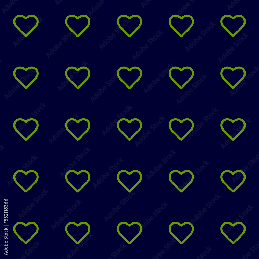 Fototapete endless seamless pattern of hearts green vector hearts on a blue background wallpaper for wrapping p