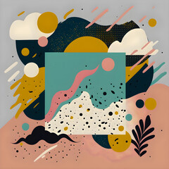 Naklejka premium Abstract background with hand drawn textures. Pastel colors. Retro design, fashion art