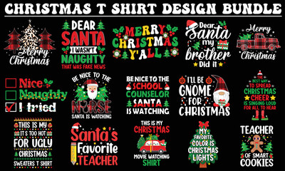 Naklejka premium Christmas, Santa, Gift T-shirt design