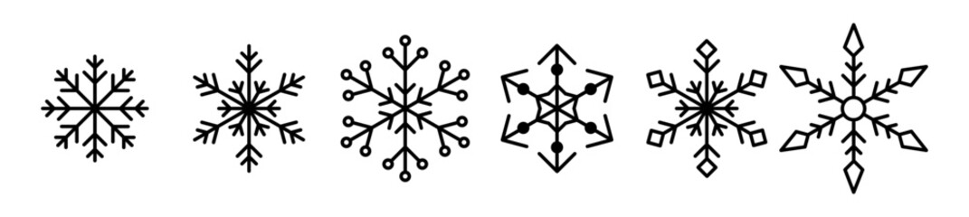 Isolated Winter Snowflakes Simple Thin Line Icon Set Illustration Decoration For Christmas Season