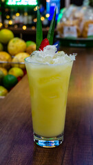 cocktail pina colada with pineapple and coconut
